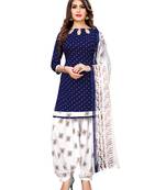 Royal-Blue Printed Crepe Salwar