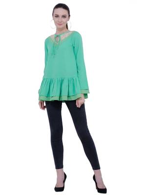 Green plain Crepe tops 5