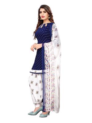 Royal-Blue Printed Crepe Salwar 2