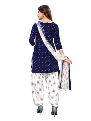 Royal-Blue Printed Crepe Salwar 4