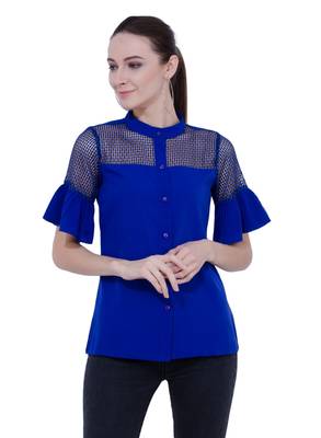 Blue plain Crepe tops 1