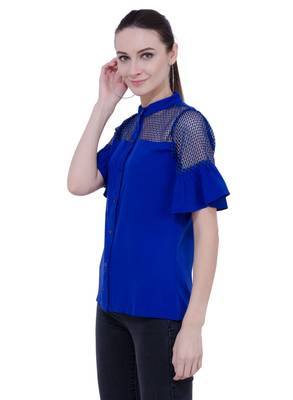 Blue plain Crepe tops 2