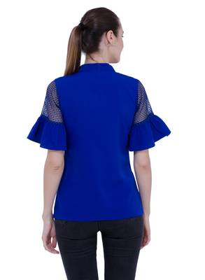 Blue plain Crepe tops 3