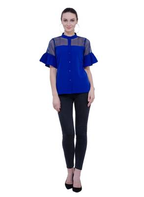 Blue plain Crepe tops 5