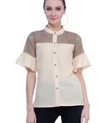 Beige plain Crepe tops