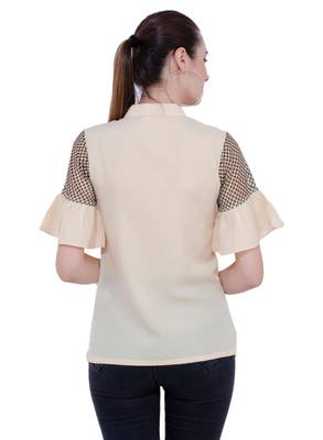 Beige plain Crepe tops 3