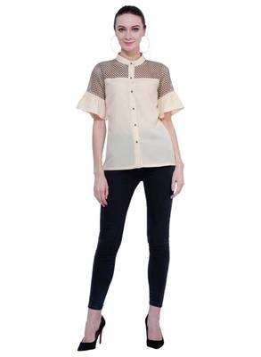 Beige plain Crepe tops 5