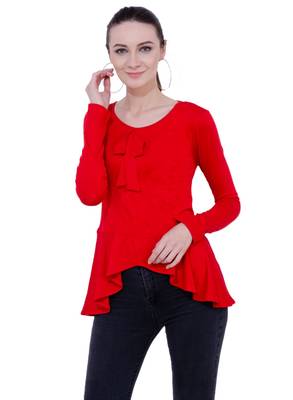 Red plain viscose tops 1