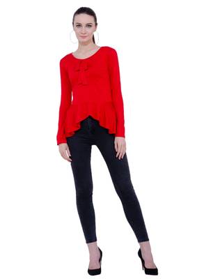 Red plain viscose tops 5