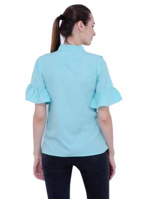 blue plain Crepe tops 3