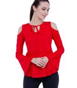 Red plain Crepe tops