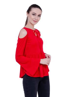 Red plain Crepe tops 2