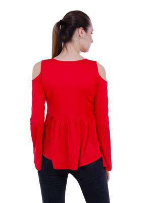 Red plain Crepe tops 3