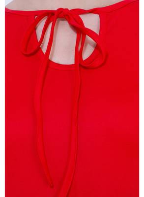 Red plain Crepe tops 4