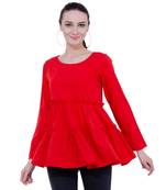 Red plain Crepe tops