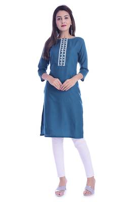 Blue Color Rayon Fabric Short Kurti 1