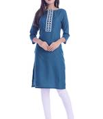 Blue Color Rayon Fabric Short Kurti