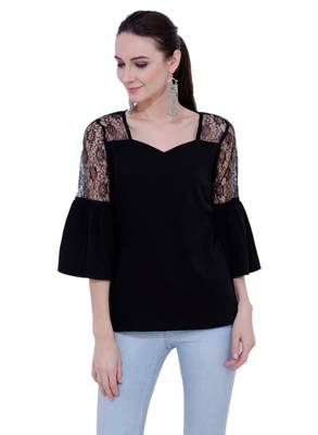 Black plain Crepe tops 1