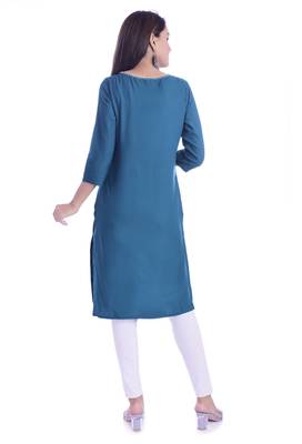 Blue Color Rayon Fabric Short Kurti 2