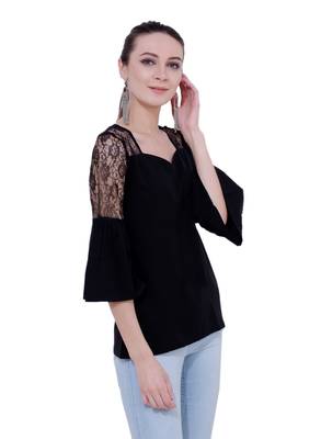 Black plain Crepe tops 2