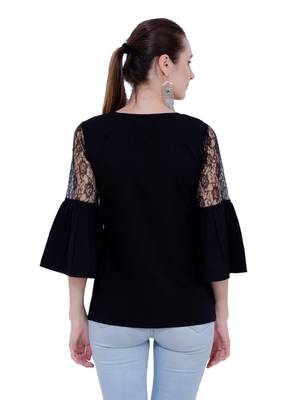 Black plain Crepe tops 3