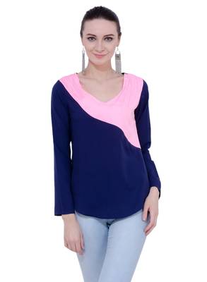 Blue plain Crepe tops 1