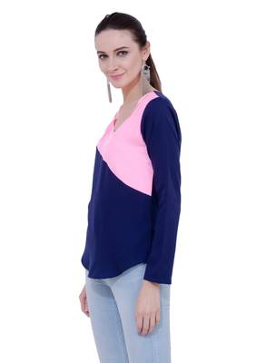 Blue plain Crepe tops 2