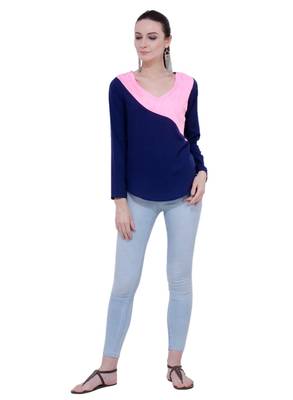 Blue plain Crepe tops 5