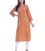 Mustard Color Cotton Slub Fabric Pintex Work Straight Kurti