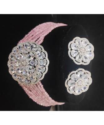 American Diamond Rose Gold Chokar Set 1