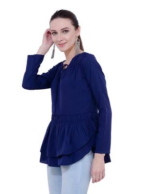 Blue plain Crepe tops 2