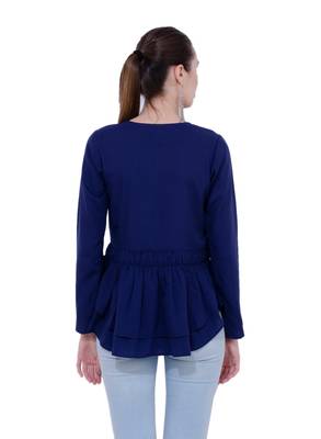 Blue plain Crepe tops 3