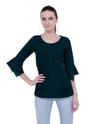 Green plain Crepe tops 1