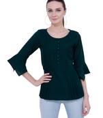 Green plain Crepe tops
