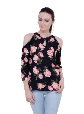 Black plain Crepe tops 1