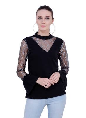 Black plain Crepe tops 1