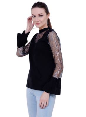 Black plain Crepe tops 2
