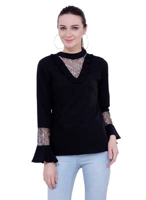 Black plain Crepe tops 1