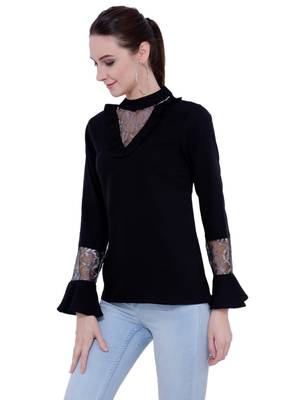 Black plain Crepe tops 2