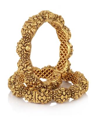 Traditional Gold Plated Bangle Set Of 2 1