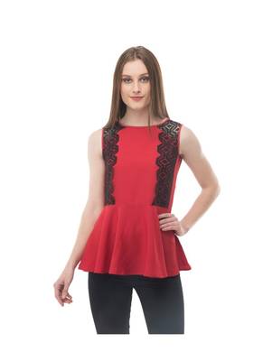 Women's Crepe Red Casual Top 1
