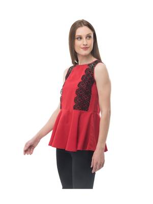 Women's Crepe Red Casual Top 2