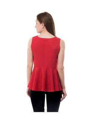 Women's Crepe Red Casual Top 3