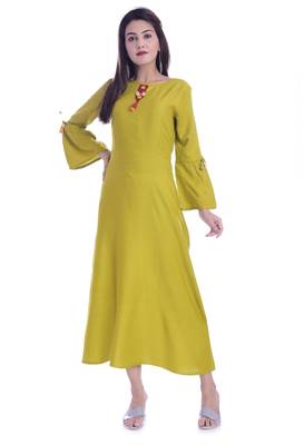 Light Green Color Rayon Fabric A-Line Kurti 1