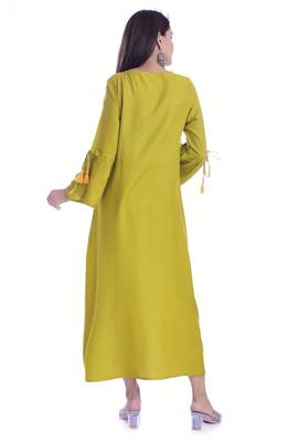 Light Green Color Rayon Fabric A-Line Kurti 2