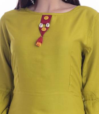 Light Green Color Rayon Fabric A-Line Kurti 4