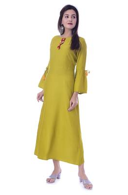 Light Green Color Rayon Fabric A-Line Kurti 5