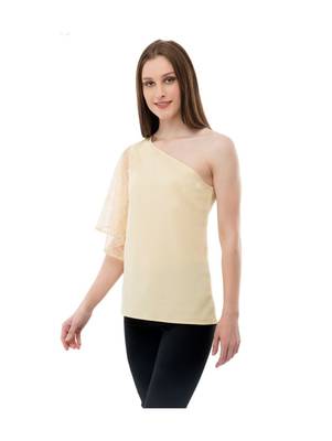 Women's  Crepe Net Beige Casual Top 2