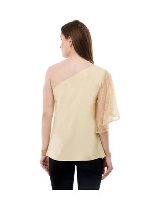 Women's  Crepe Net Beige Casual Top 3