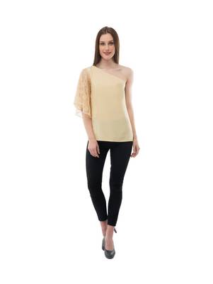 Women's  Crepe Net Beige Casual Top 5